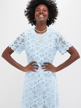 Tuckernuck Pale Blue Crochet Tie-Front Mini Dress